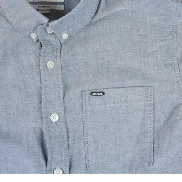 Ripcurl Men's Classic Blue Chambray Tailored Fit Slim Long Sleeve Button Shirt M - Picture 1 of 11